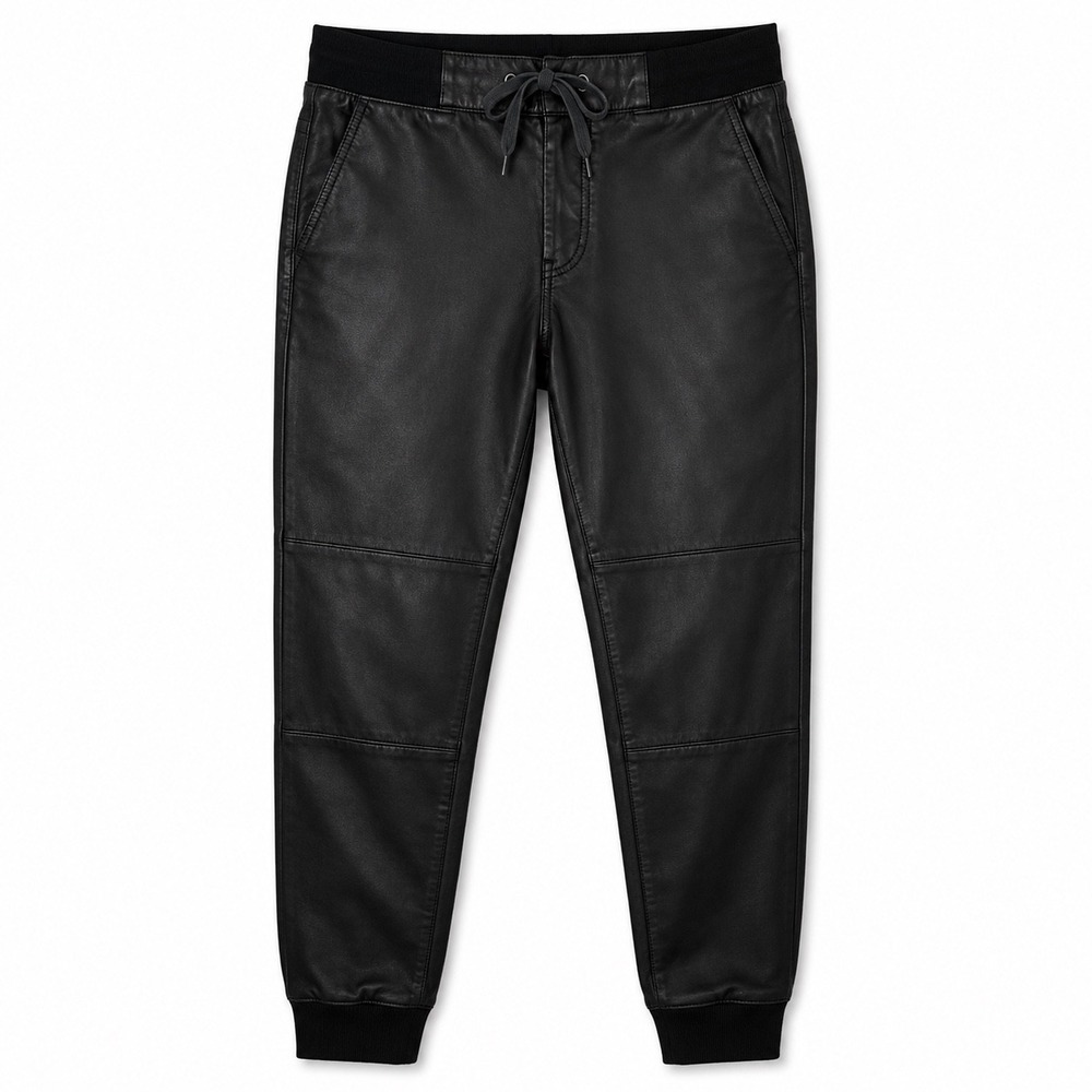 MOTHER The Champ Faux Leather Jogger Pants Black Size 26